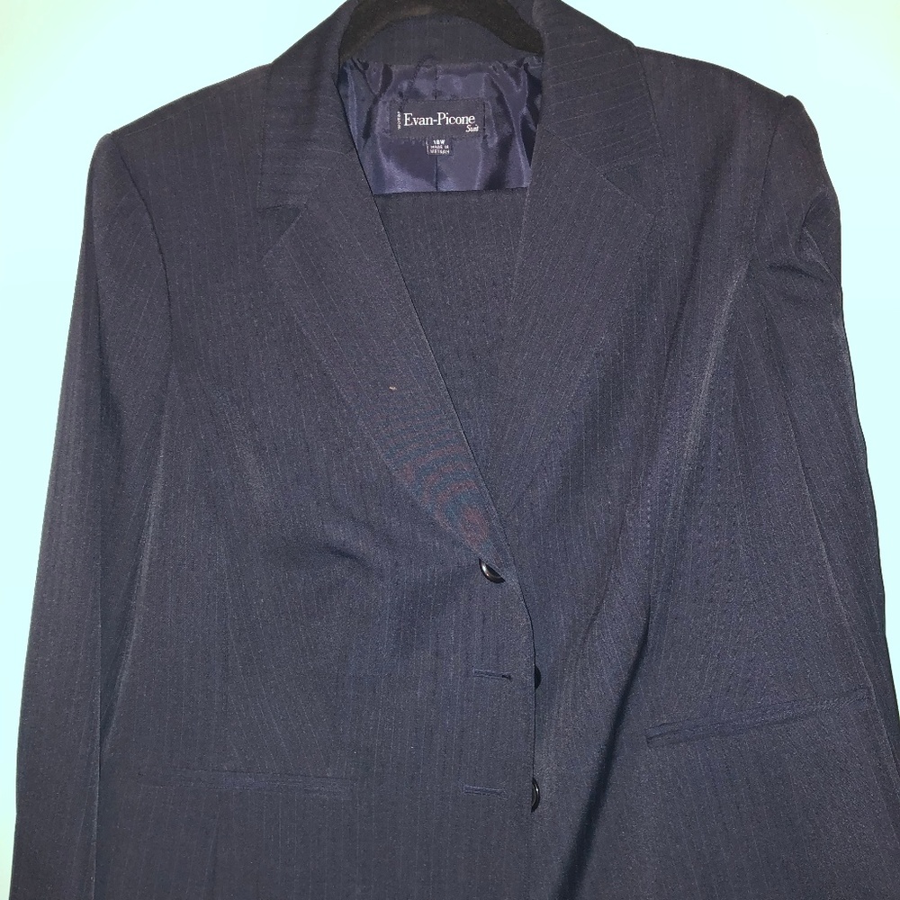 Women's Navy Pin-Stripe Suit - EXCELLENT CONDITION